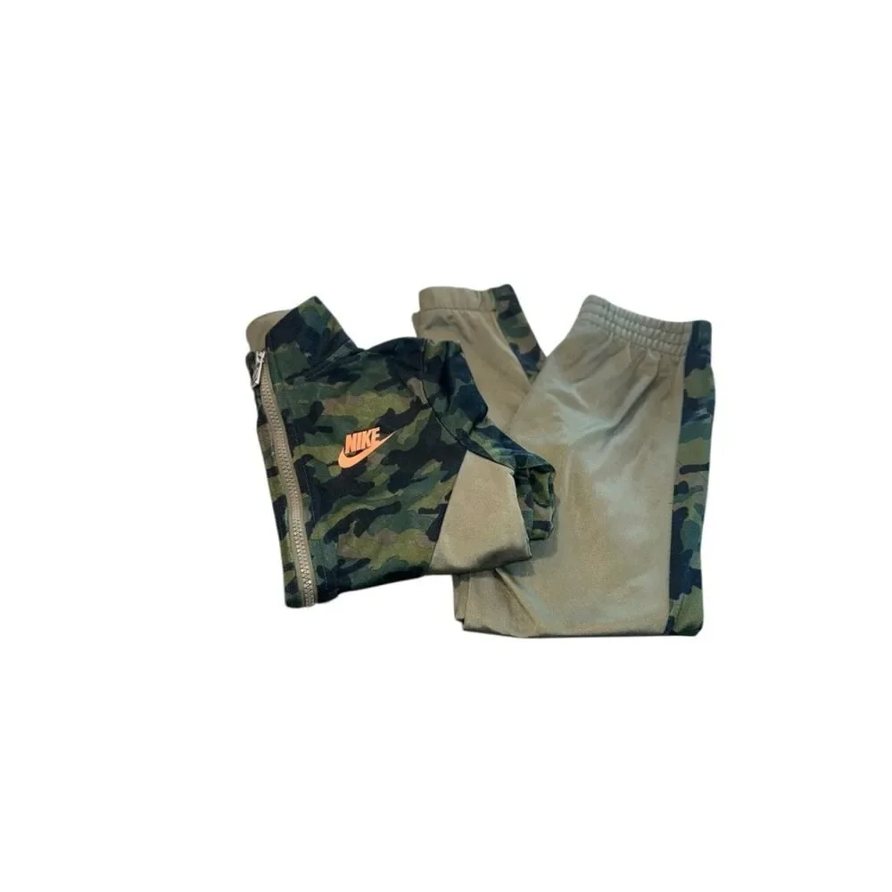 Nike Boys Tracksuit Set Camo Zip Jacket Jogger Pants Size 5-6Y Medium